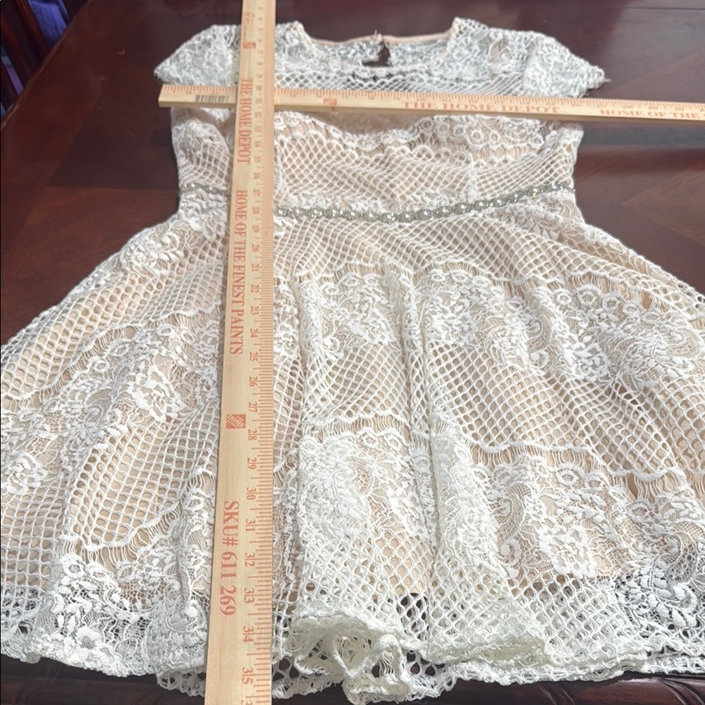 City Triangles Cream Mini Dress lined rhinestones prom - Picture 11 of 12